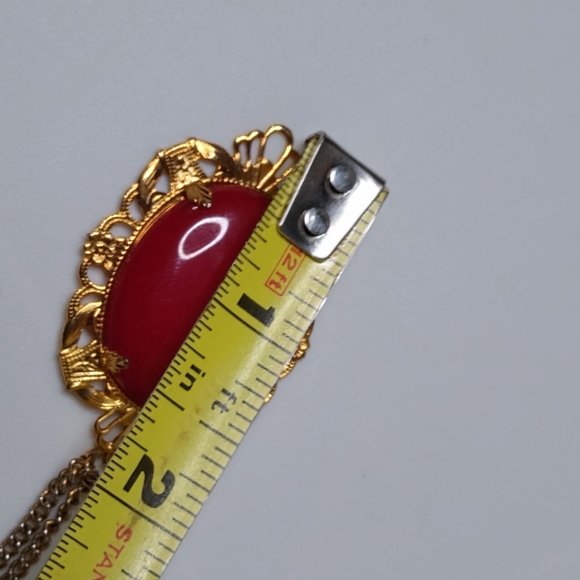 Vintage Red Pendant Necklace 23.5 Inches - Picture 14 of 15
